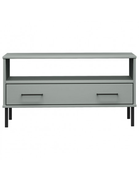 Tavolino Gambe Metallo Grigio 85x50x45 cm Legno Massello OSLO