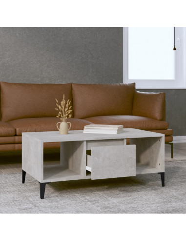 Tavolino Salotto Grigio Cemento 90x50x36,5 cm Legno Multistrato