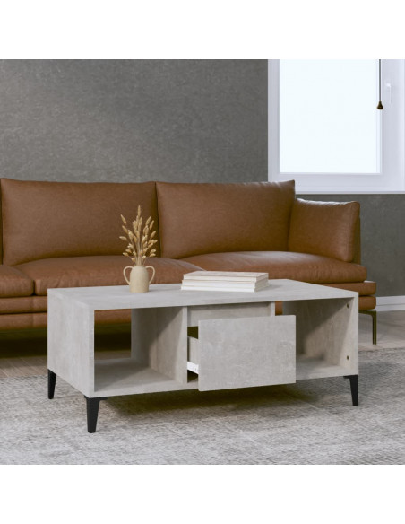 Tavolino Salotto Grigio Cemento 90x50x36,5 cm Legno Multistrato