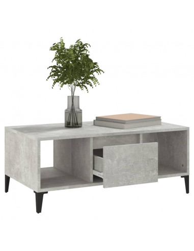 Tavolino Salotto Grigio Cemento 90x50x36,5 cm Legno Multistrato