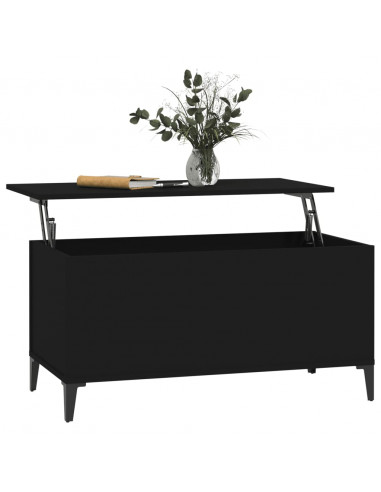 Tavolino da Salotto Nero 90x44,5x45 cm in Legno Multistrato