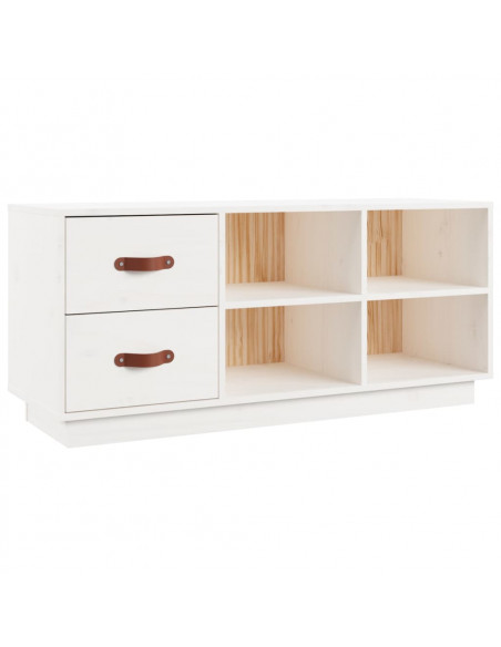 Scarpiera Bianca 100x34x45 cm in Legno Massello di Pino