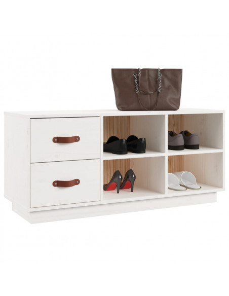 Scarpiera Bianca 100x34x45 cm in Legno Massello di Pino