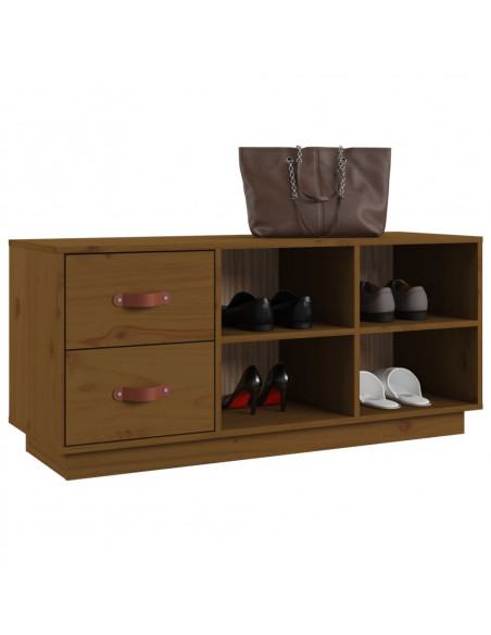 Scarpiera Miele 100x34x45 cm in Legno Massello di Pino