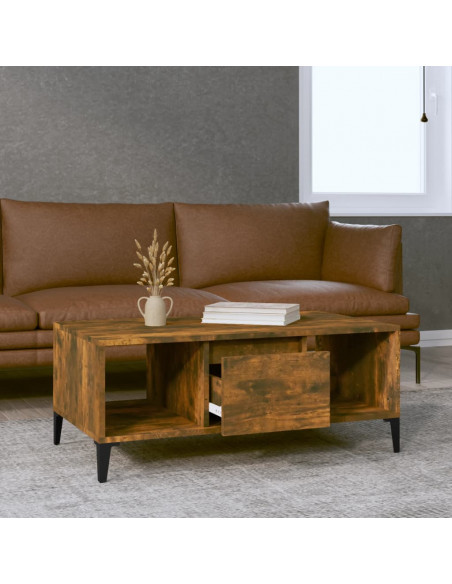 Tavolino da Salotto Rovere Fumo 90x50x36,5 cm Legno Multistrato