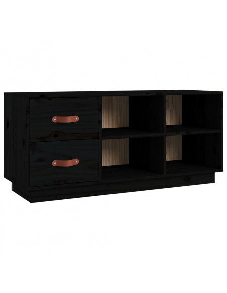 Scarpiera Nera 100x34x45 cm in Legno Massello di Pino