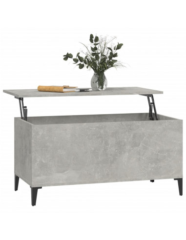 Tavolino Salotto Grigio Cemento 90x44,5x45 cm Legno Multistrato