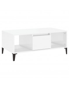 Tavolino Salotto Bianco Lucido 90x50x36,5 cm Legno Multistrato 2
