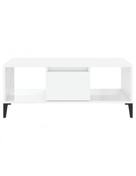 Tavolino Salotto Bianco Lucido 90x50x36,5 cm Legno Multistrato