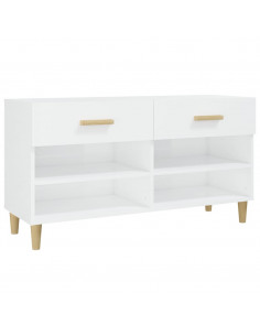 Scarpiera Bianco Lucido 102x35x55 cm in Legno Multistrato 2