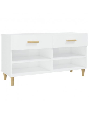 Scarpiera Bianco Lucido 102x35x55 cm in Legno Multistrato