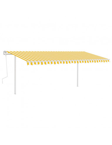 Tenda da Sole Retrattile Manuale LED 5x3 m Gialla Bianca