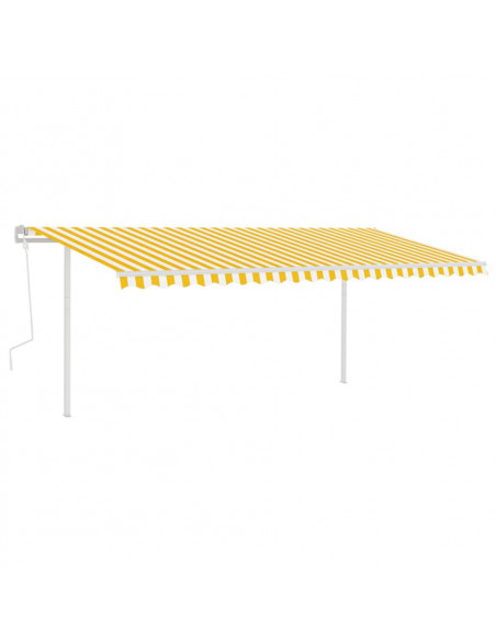 Tenda da Sole Retrattile Manuale LED 5x3 m Gialla Bianca