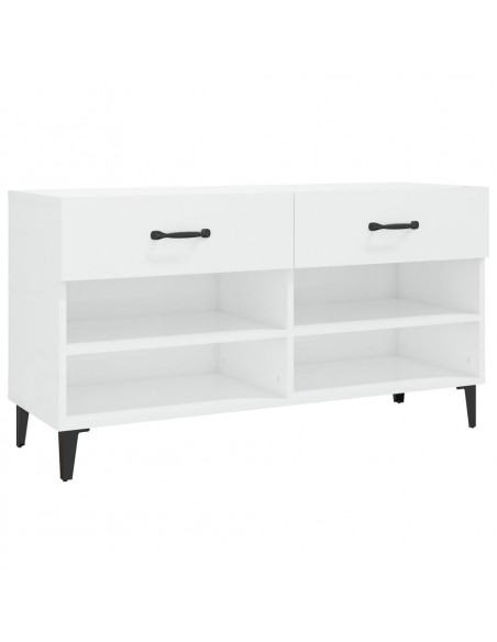 Scarpiera Bianco Lucido 102x35x55 cm in Legno Multistrato