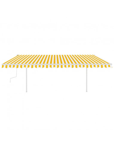 Tenda da Sole Retrattile Manuale LED 5x3 m Gialla Bianca