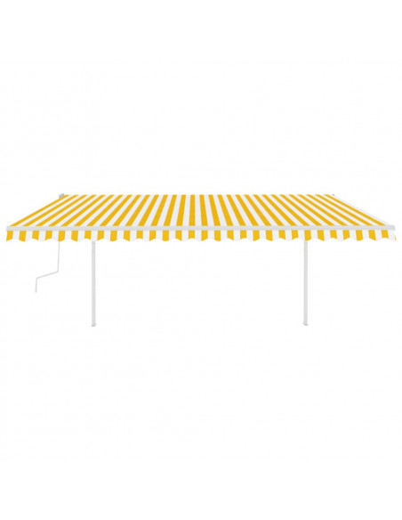 Tenda da Sole Retrattile Manuale LED 5x3 m Gialla Bianca
