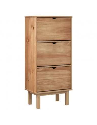 Scarpiera OTTA con 3 Cassetti Marrone in Legno Massello di Pino