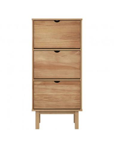Scarpiera OTTA con 3 Cassetti Marrone in Legno Massello di Pino