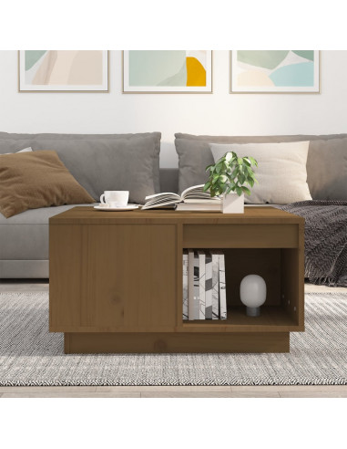 Tavolino da Salotto Miele 60x61x32,5 cm Legno Massello di Pino