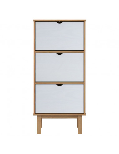 Scarpiera OTTA con 3 Cassetti Marrone e Bianco in Legno di Pino