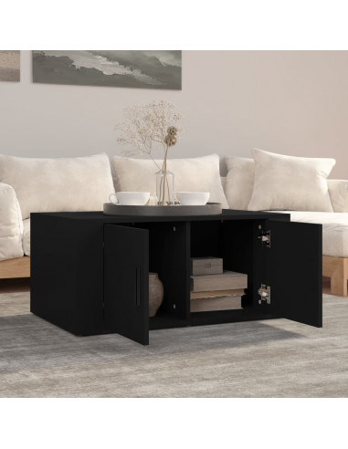 Tavolino da Salotto Nero 80x50x36 cm in Legno Multistrato