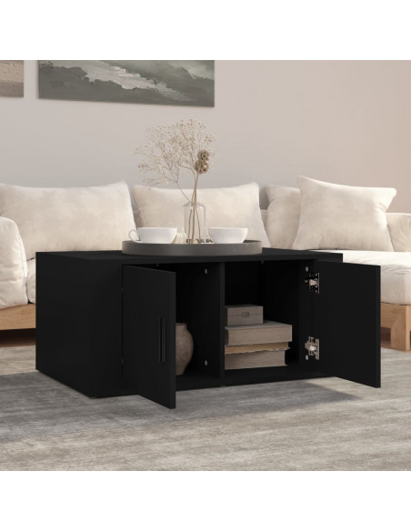 Tavolino da Salotto Nero 80x50x36 cm in Legno Multistrato