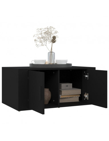 Tavolino da Salotto Nero 80x50x36 cm in Legno Multistrato