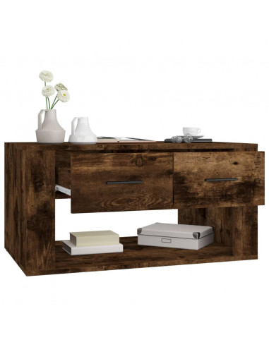 Tavolino da Salotto Rovere Fumo 80x50x40 cm Legno Multistrato