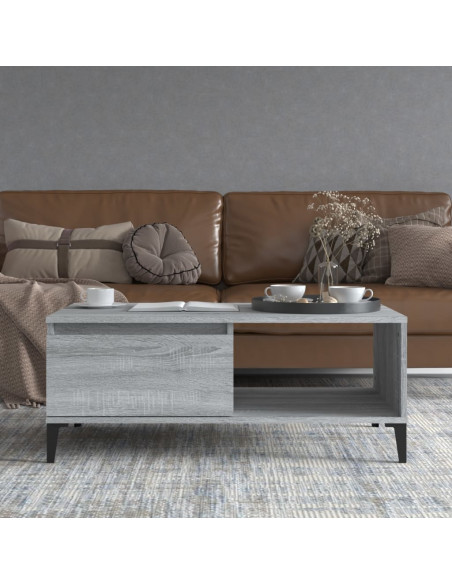 Tavolino Salotto Grigio Sonoma 90x50x36,5 cm Legno Multistrato