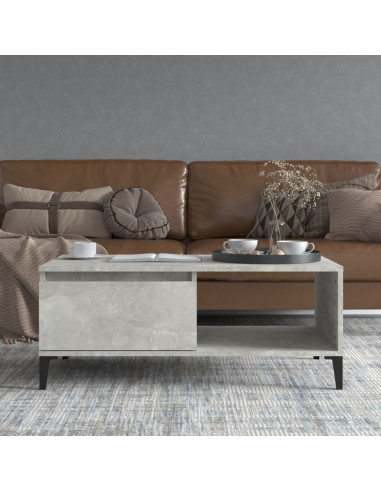 Tavolino Salotto Grigio Cemento 90x50x36,5 cm Legno Multistrato