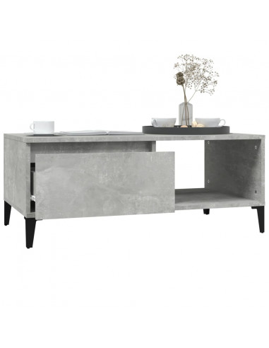 Tavolino Salotto Grigio Cemento 90x50x36,5 cm Legno Multistrato