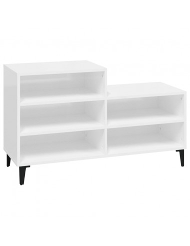Scarpiera Bianco Lucido 102x36x60 cm in Legno Multistrato