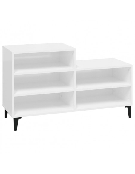 Scarpiera Bianco Lucido 102x36x60 cm in Legno Multistrato
