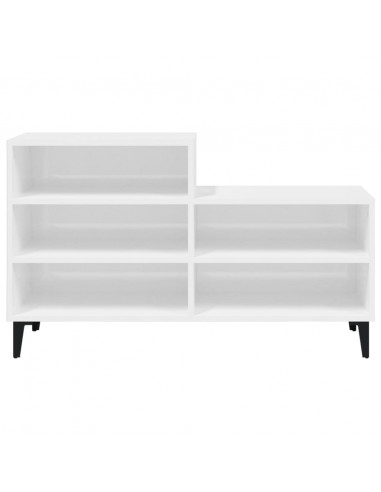 Scarpiera Bianco Lucido 102x36x60 cm in Legno Multistrato