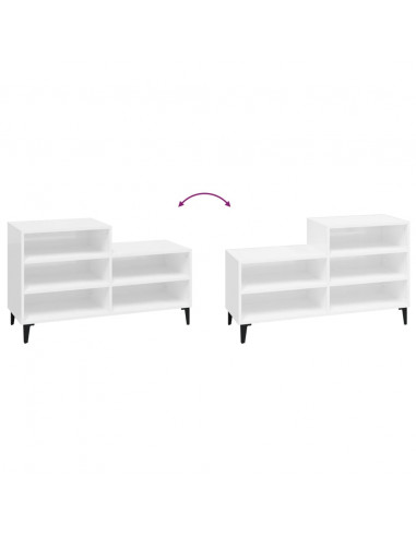 Scarpiera Bianco Lucido 102x36x60 cm in Legno Multistrato