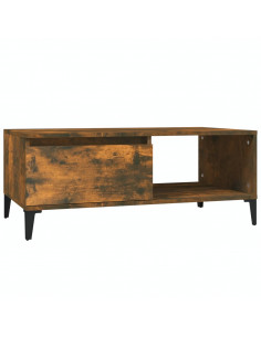Tavolino da Salotto Rovere Fumo 90x50x36,5 cm Legno Multistrato 2