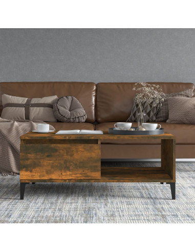 Tavolino da Salotto Rovere Fumo 90x50x36,5 cm Legno Multistrato