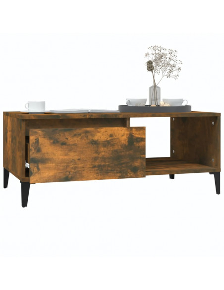 Tavolino da Salotto Rovere Fumo 90x50x36,5 cm Legno Multistrato