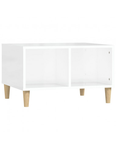 Tavolino Salotto Bianco Lucido 60x50x36,5 cm Legno Multistrato