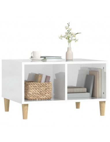 Tavolino Salotto Bianco Lucido 60x50x36,5 cm Legno Multistrato