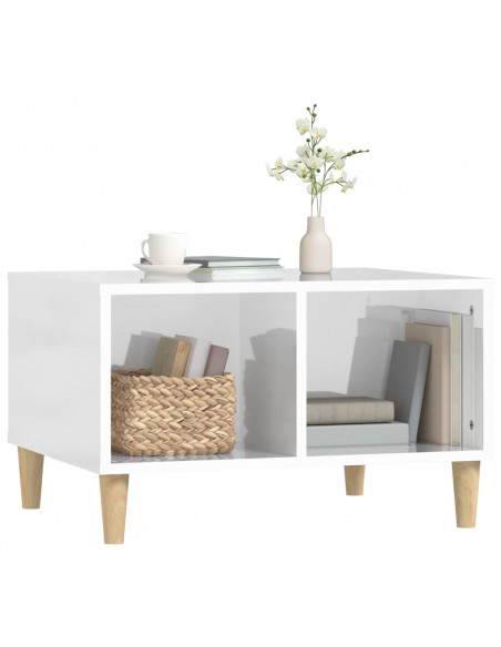 Tavolino Salotto Bianco Lucido 60x50x36,5 cm Legno Multistrato