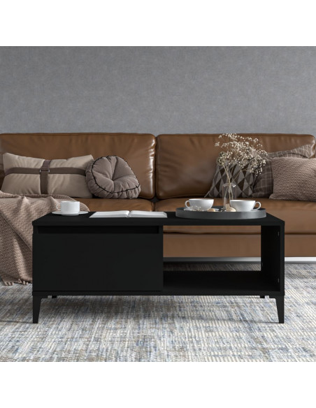 Tavolino da Salotto Nero 90x50x36,5 cm in Legno Multistrato