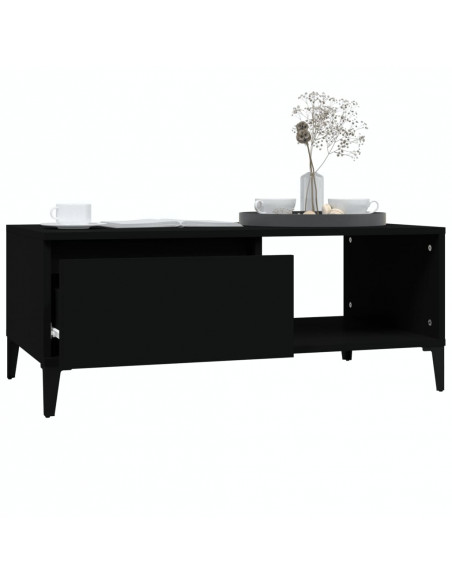 Tavolino da Salotto Nero 90x50x36,5 cm in Legno Multistrato