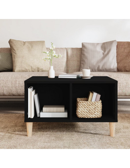 Tavolino da Salotto Nero 60x50x36,5 cm in Legno Multistrato