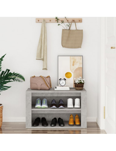 Scarpiera Grigio Cemento 75x35x45 cm in Legno Multistrato
