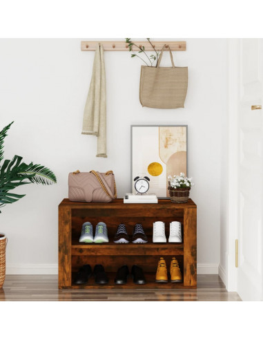 Scarpiera Rovere Fumo 75x35x45 cm in Legno Multistrato