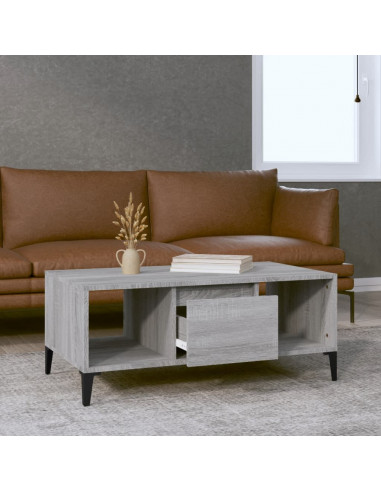 Tavolino Salotto Grigio Sonoma 90x50x36,5 cm Legno Multistrato