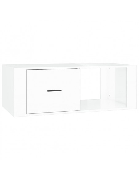 Tavolino Salotto Bianco Lucido 100x50,5x35 cm Legno Multistrato