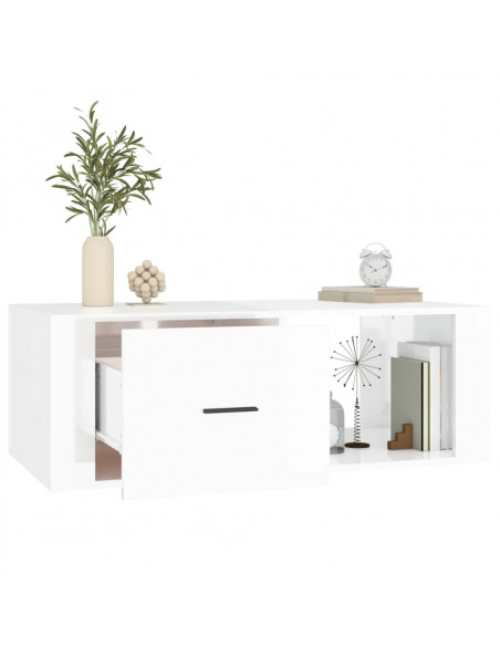 Tavolino Salotto Bianco Lucido 100x50,5x35 cm Legno Multistrato
