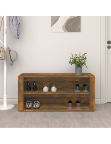 Scarpiera Rovere Fumo 100x35x45 cm in Legno Multistrato
